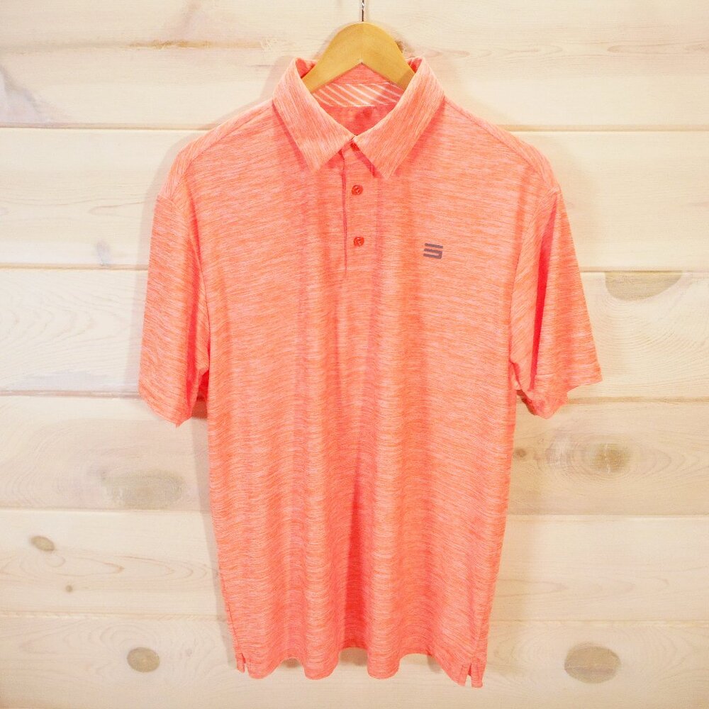 Three Sixty Six Golf Polo Shirt Men's size L Orange Heather Short Sleeve Stretch